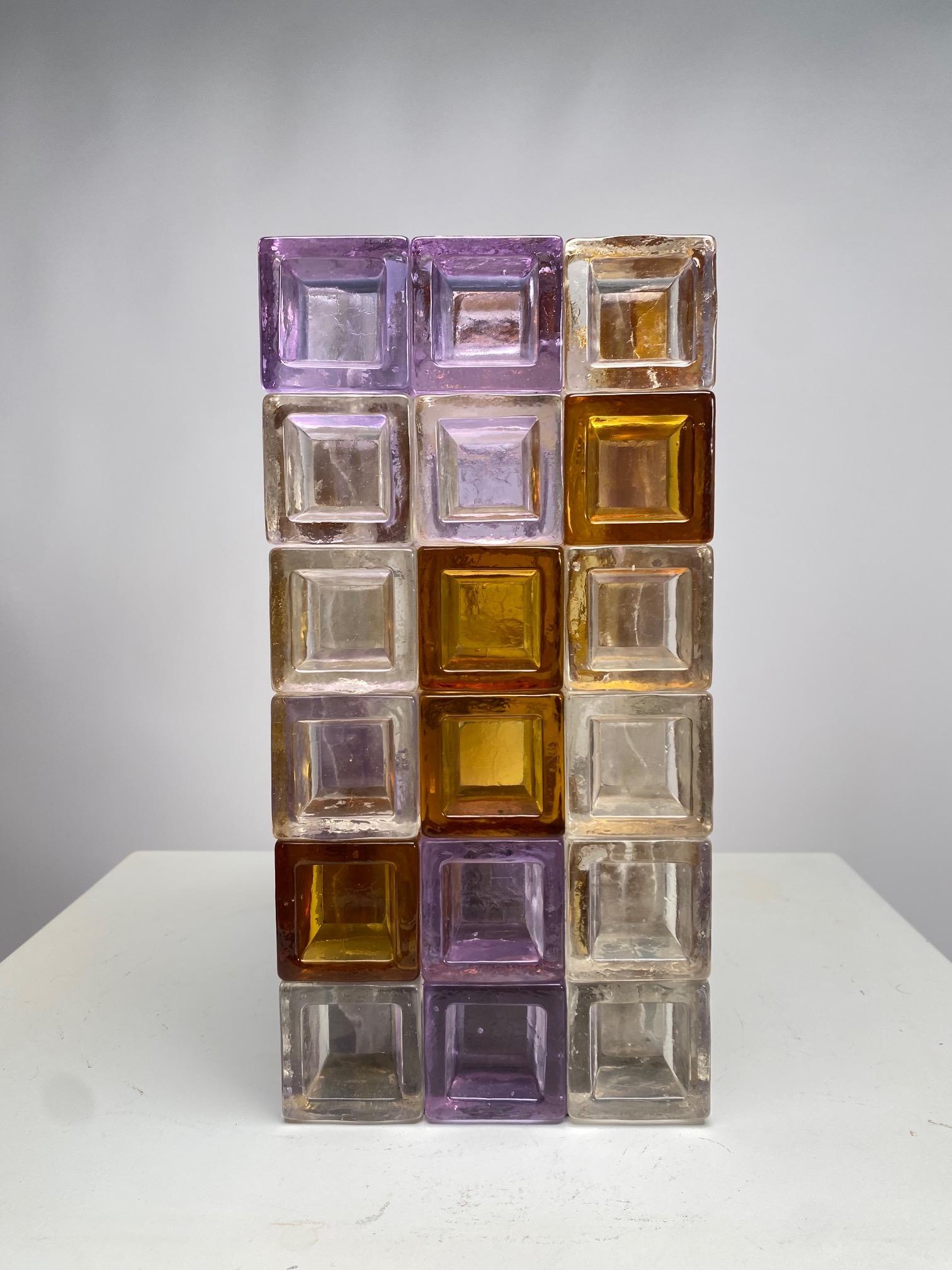 Sculptural Poliarte Table Lamp in Glass Cubes Designed by Albano Poli, Italy 2