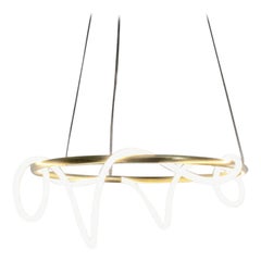 Sculptural Polished Brass and Fabric Shiva Chandelier by Morghen Studio