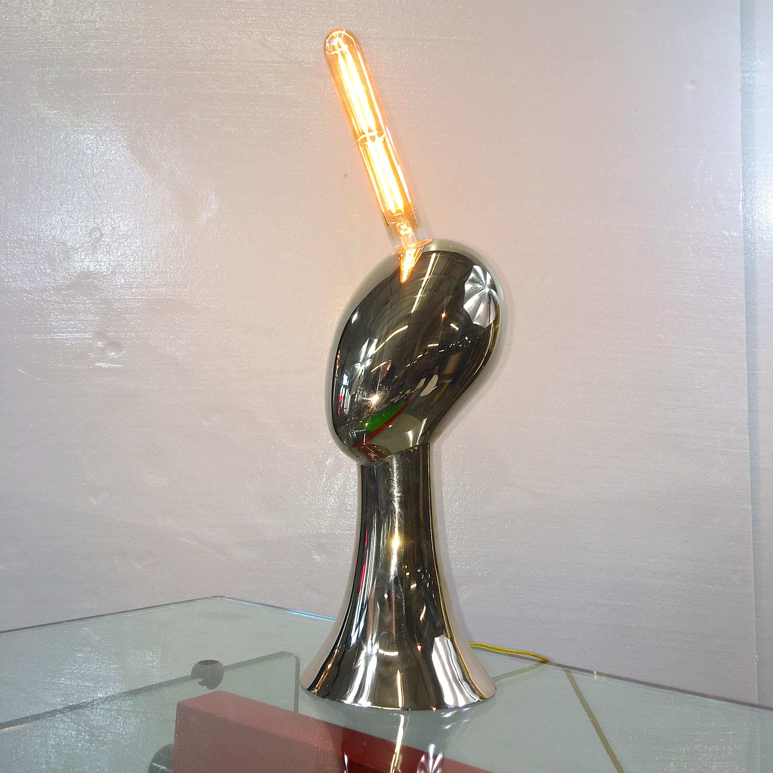 Lampe buste abstraite en bronze poli en vente 7