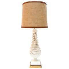 Sculptural Porcelain and Brass Table Lamp