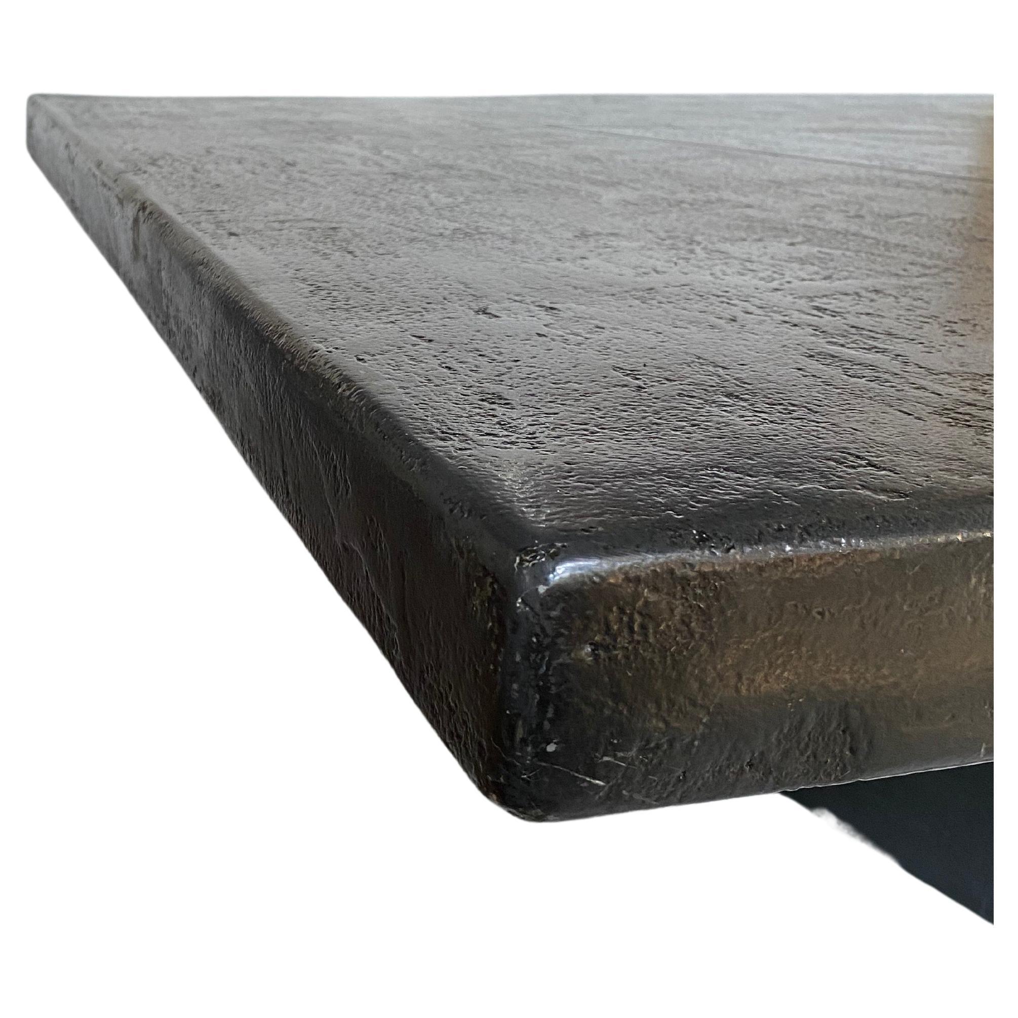 Sculptural Post-Modern Cantilever Geometric Coffee Table Black Plaster 1980s For Sale 11