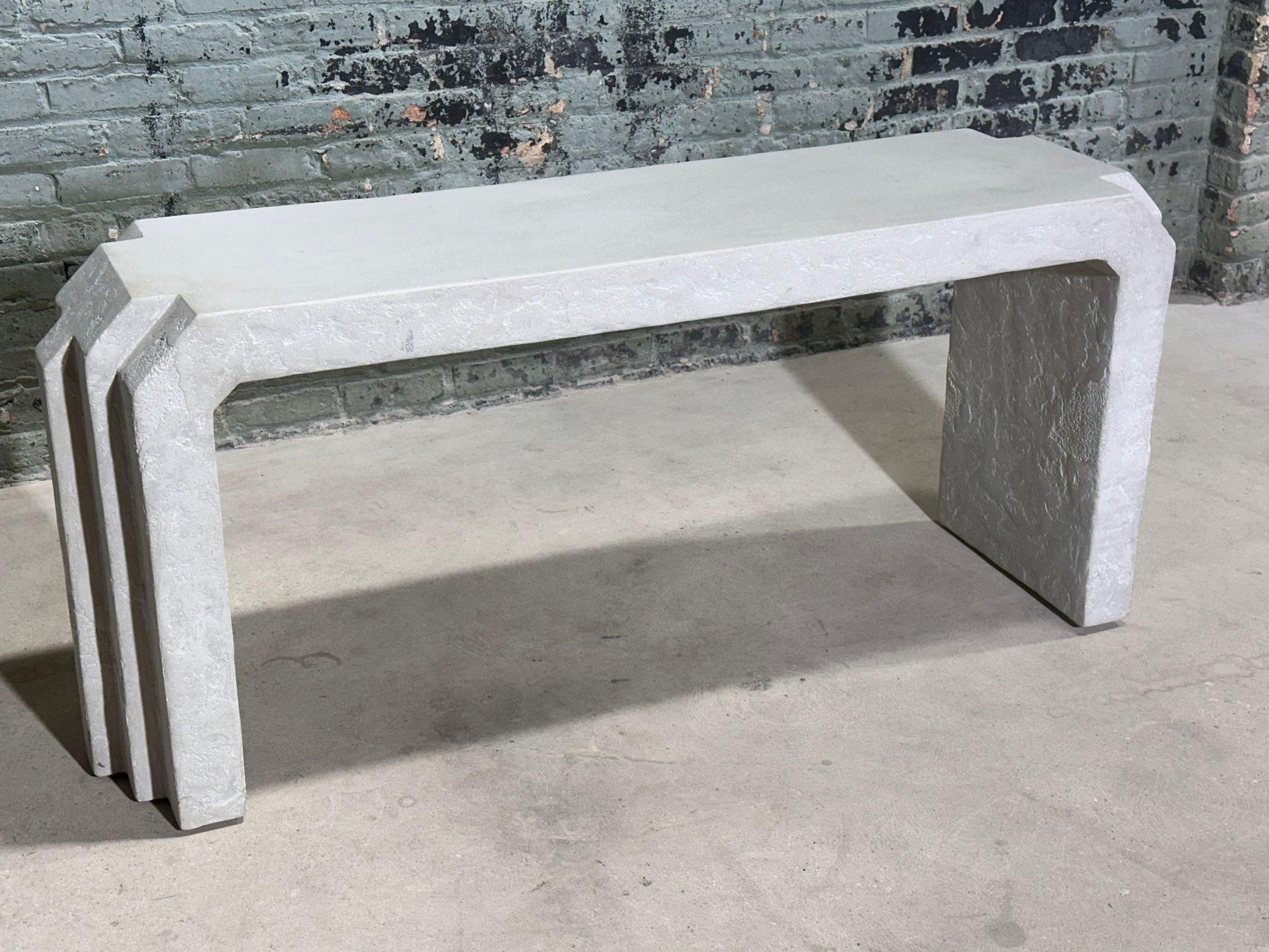 Sculptural Post Modern Gray Plaster Console, 1980. Original condition.
Measure 60