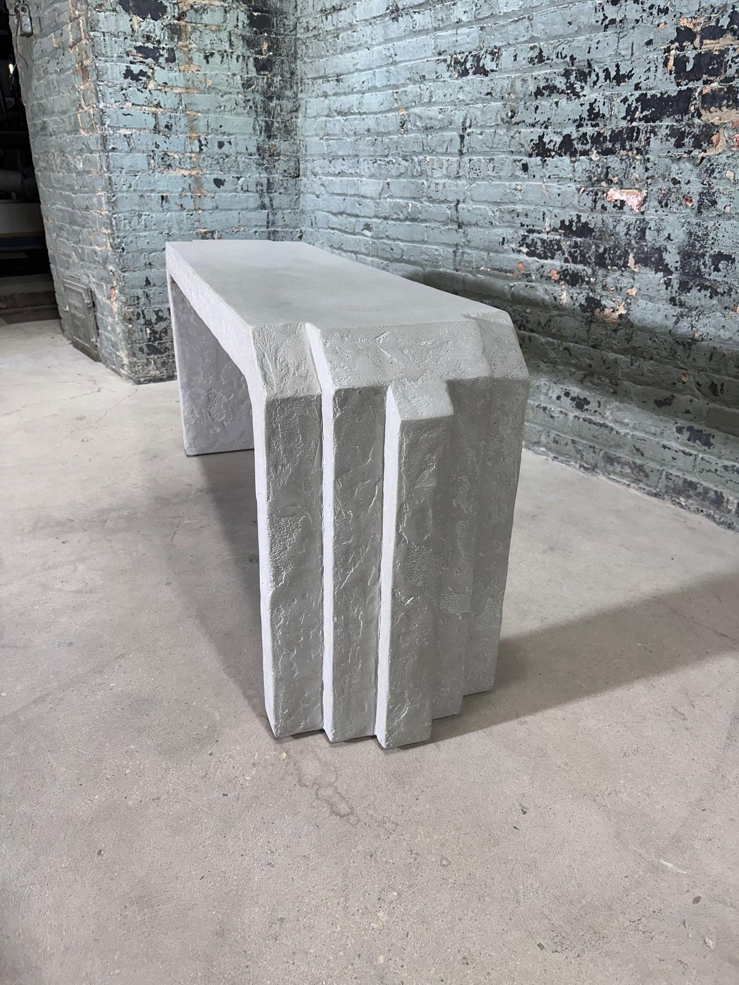 Sculptural Post Modern Gray Plaster Console, 1980 In Good Condition For Sale In Chicago, IL