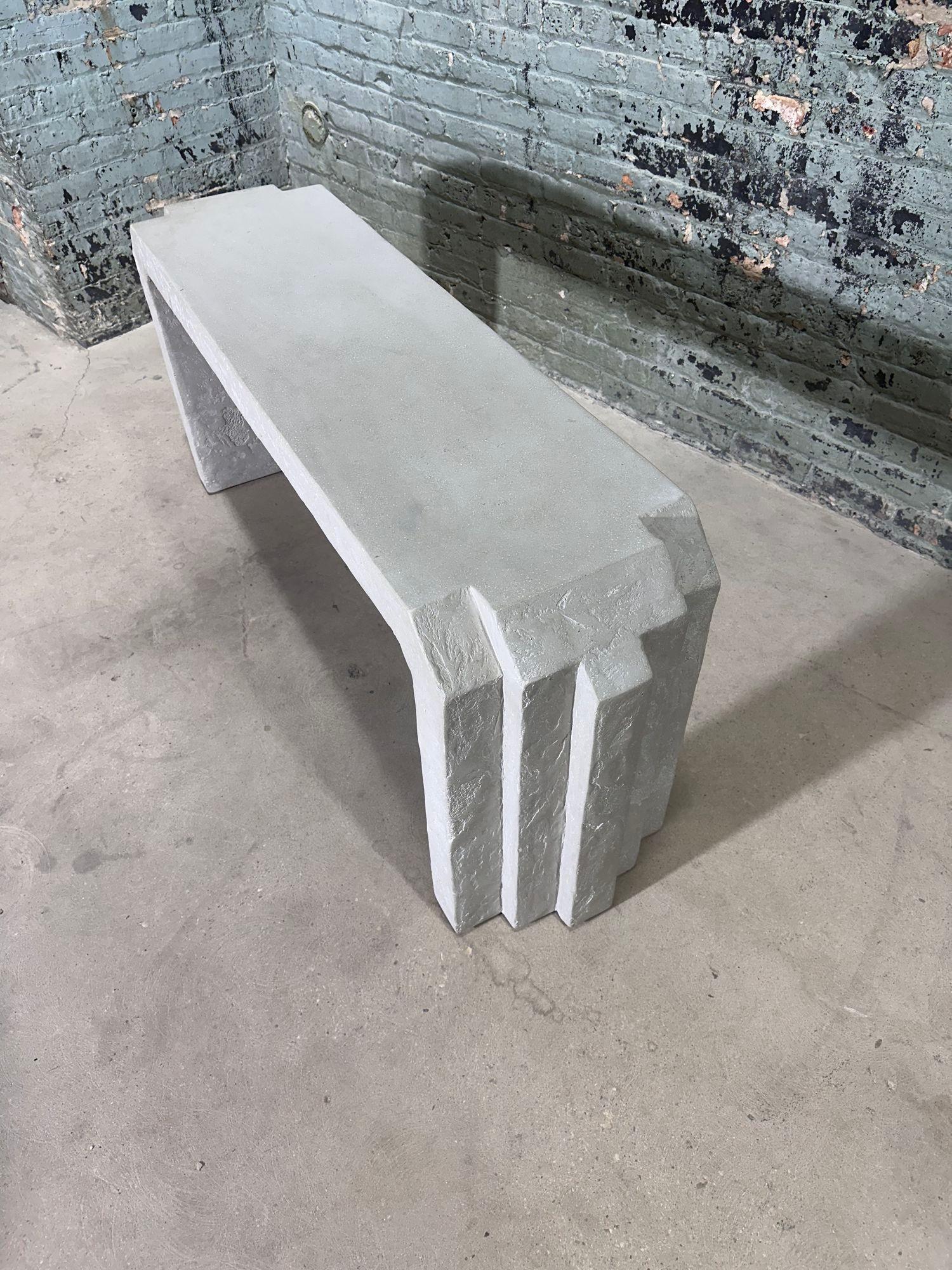 Late 20th Century Sculptural Post Modern Gray Plaster Console, 1980 For Sale