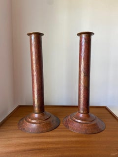 Sculptural Post Modern Hammered Copper Candleholders (Pair)