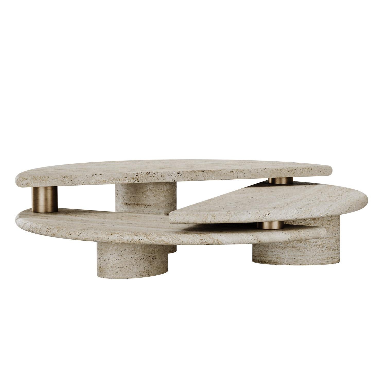 Portuguese Sculptural Post-Modern Kotor Coffee Table in Travertine by Mavo Atelier Handmade For Sale