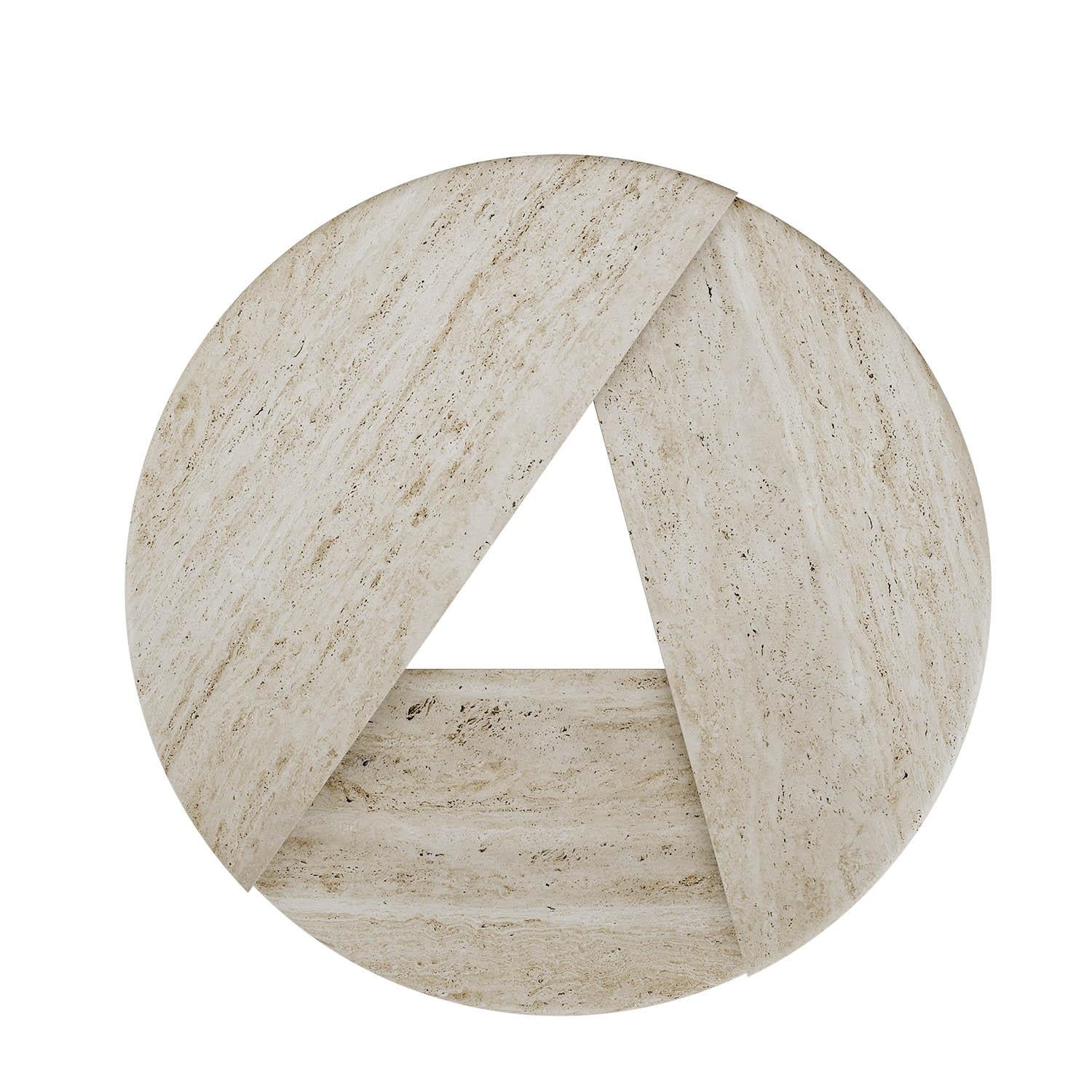 Brushed Sculptural Post-Modern Kotor Coffee Table in Travertine by Mavo Atelier Handmade For Sale