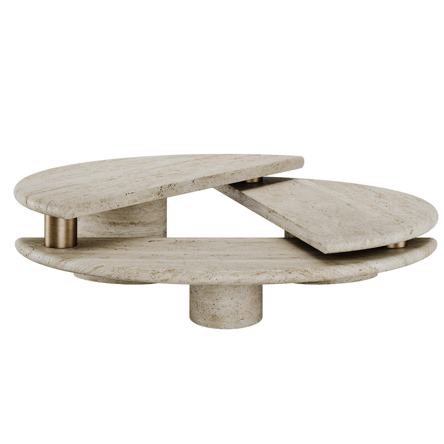 Sculptural Post-Modern Kotor Coffee Table in Travertine by Mavo Atelier Handmade In New Condition For Sale In Trofa, PT