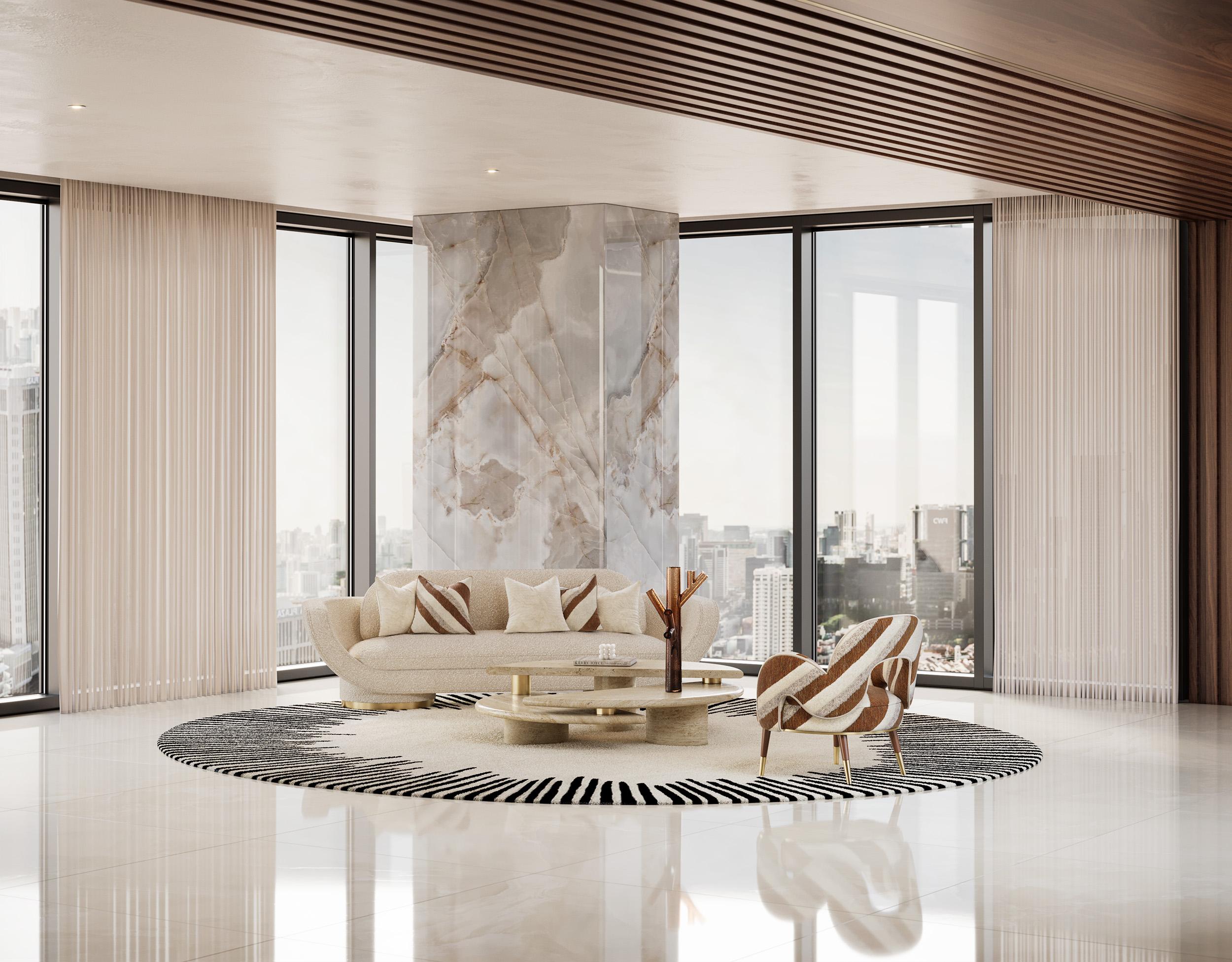 Contemporary Sculptural Post-Modern Kotor Coffee Table in Travertine by Mavo Atelier Handmade For Sale