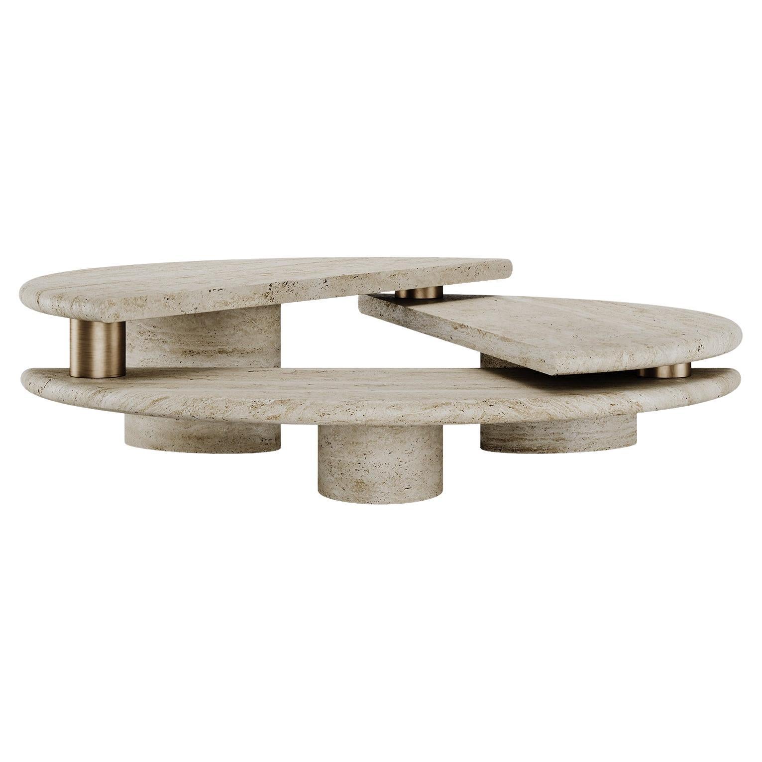 Sculptural Post-Modern Kotor Coffee Table in Travertine by Mavo Atelier Handmade For Sale