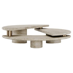 Sculptural Post-Modern Kotor Coffee Table in Travertine by Mavo Atelier Handmade