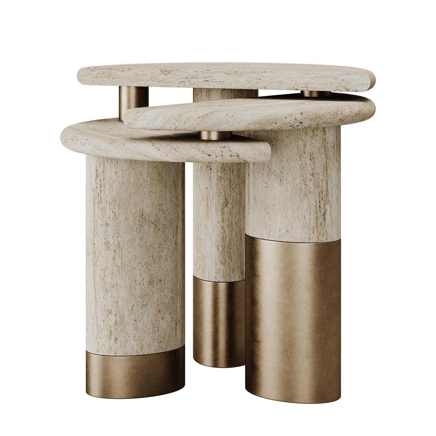 he Kotor Side Table expresses architectural depth, layered materiality, and structural clarity in a compact, refined form. Inspired by the historic coastal town of Kotor in Montenegro, the design evokes architectural solidity, textural depth, and