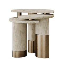 Sculptural Post-Modern Kotor Side Table in Travertine by Mavo Atelier Handmade