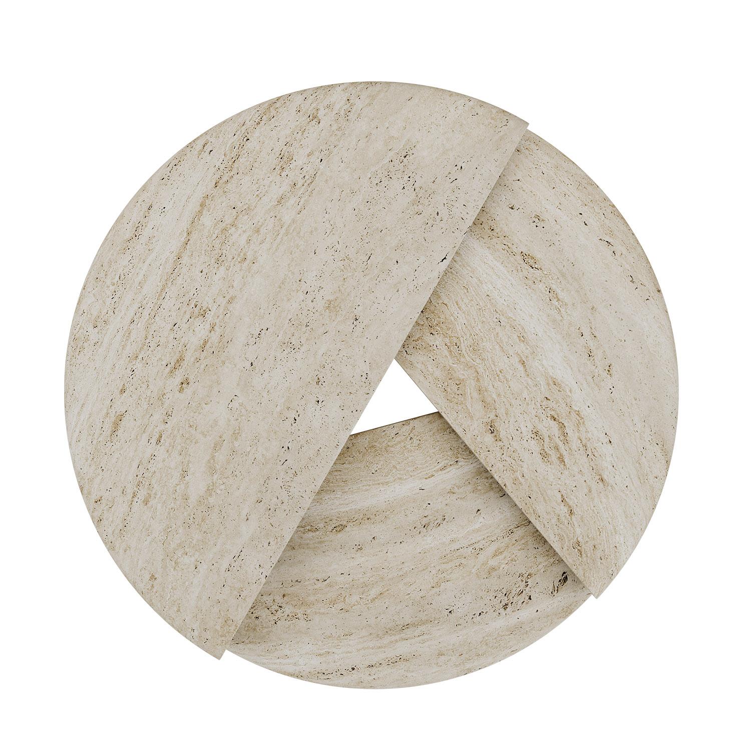Brossé Sculptural Post-Modern Kotor Side Table in Travertine by Mavo Atelier Handmade en vente