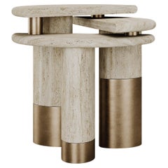 Sculptural Post-Modern Kotor Side Table in Travertine by Mavo Atelier Handmade
