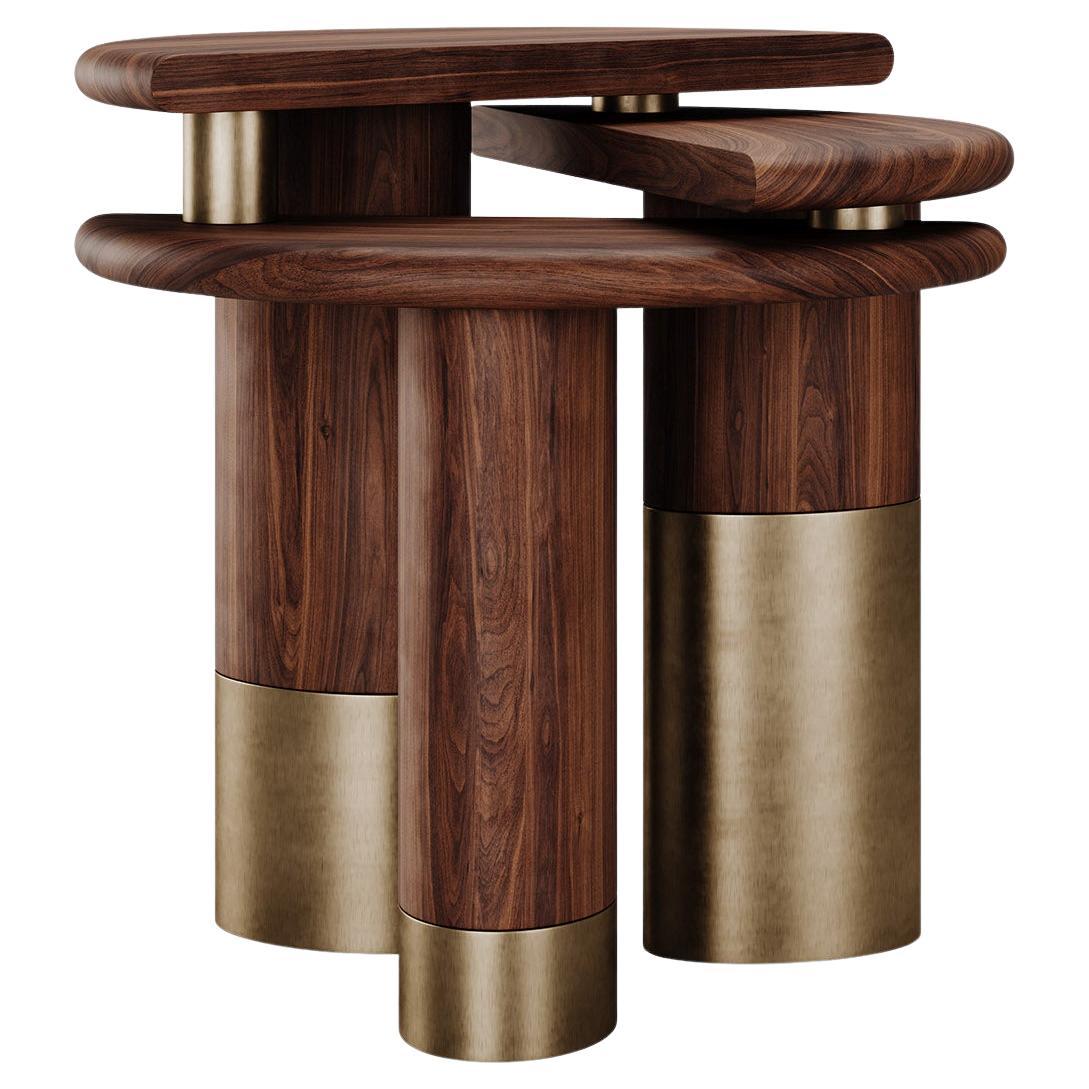 Sculptural Post-Modern Kotor Side Table in Walnut Wood by Mavo Atelier Handmade