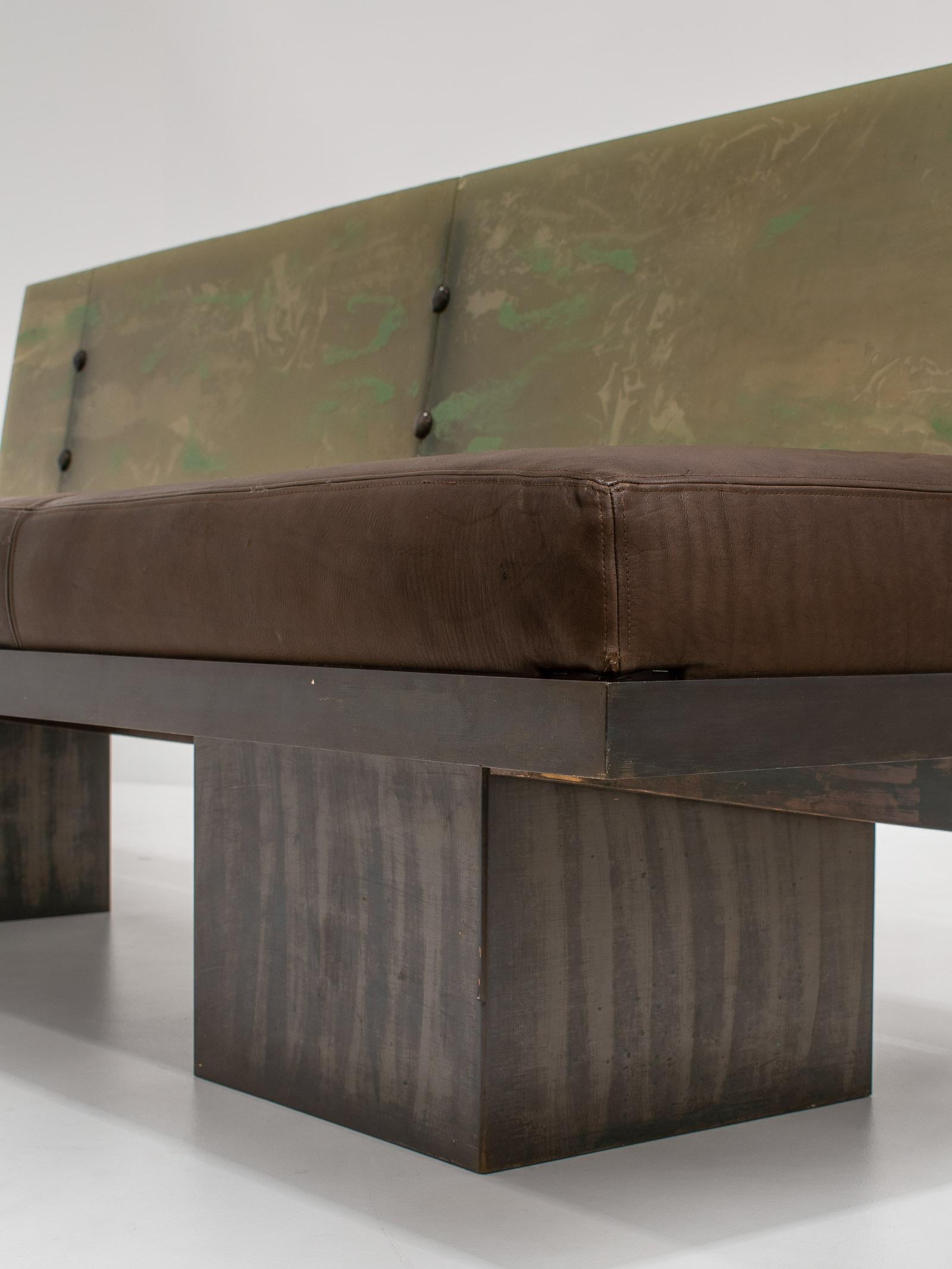 Late 20th Century Sculptural Post-Modern Steel Sofa, France 1980s For Sale
