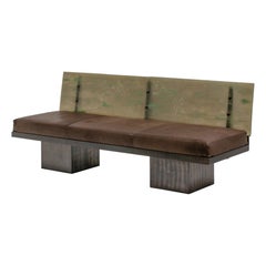 Skulpturales postmodernes Sofa aus Stahl, Frankreich 1980er Jahre