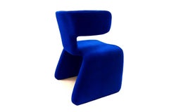 Sculptural Postmodern Blue Velvet Dining Chair Euforia