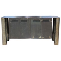 Sculptural Postmodern / Industrial Custom Made Steel Sideboard / Cabinet