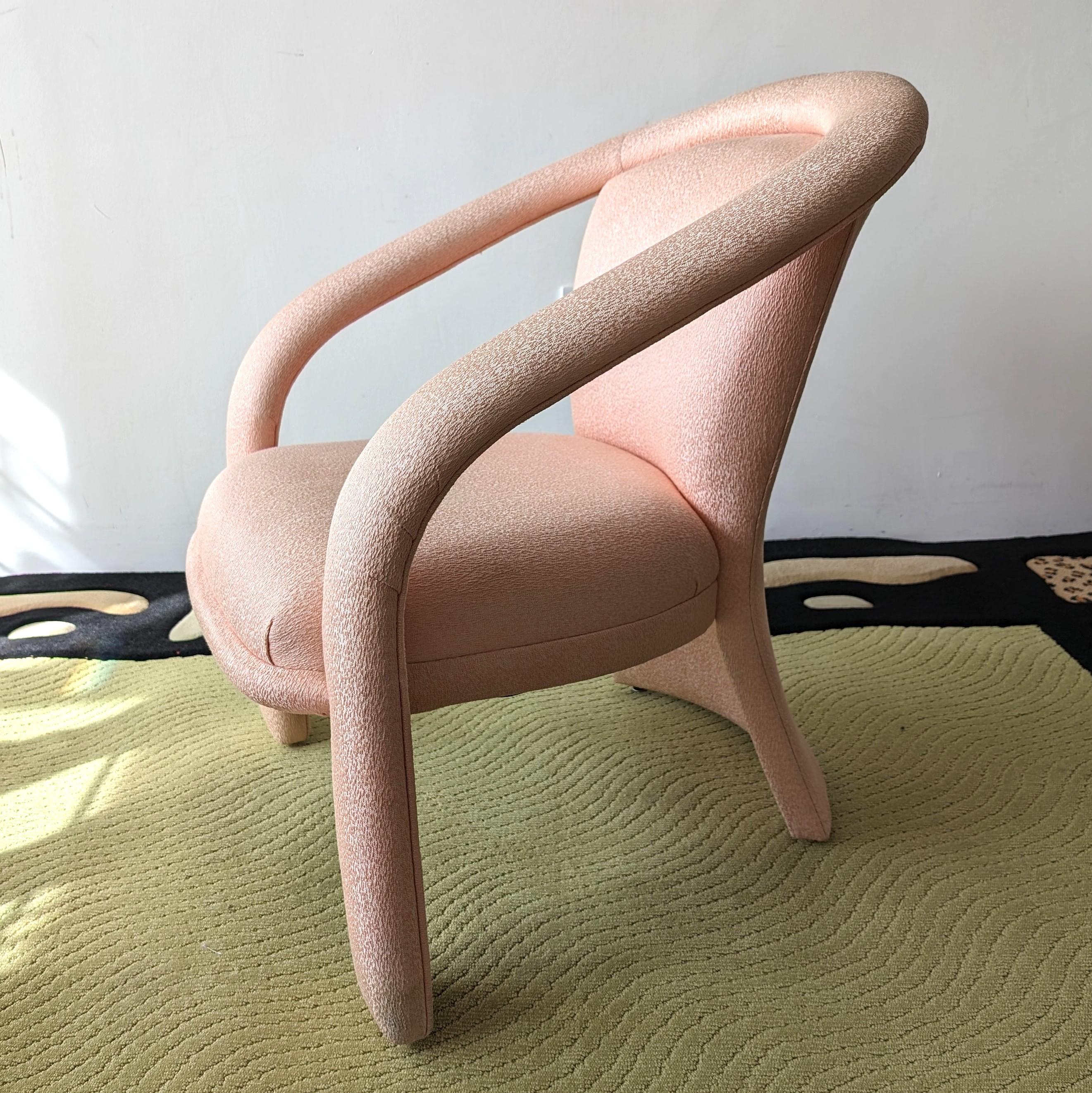 Sculptural postmodern pink lounge chair, Marge Carson for Carson Furniture 1980s For Sale 5