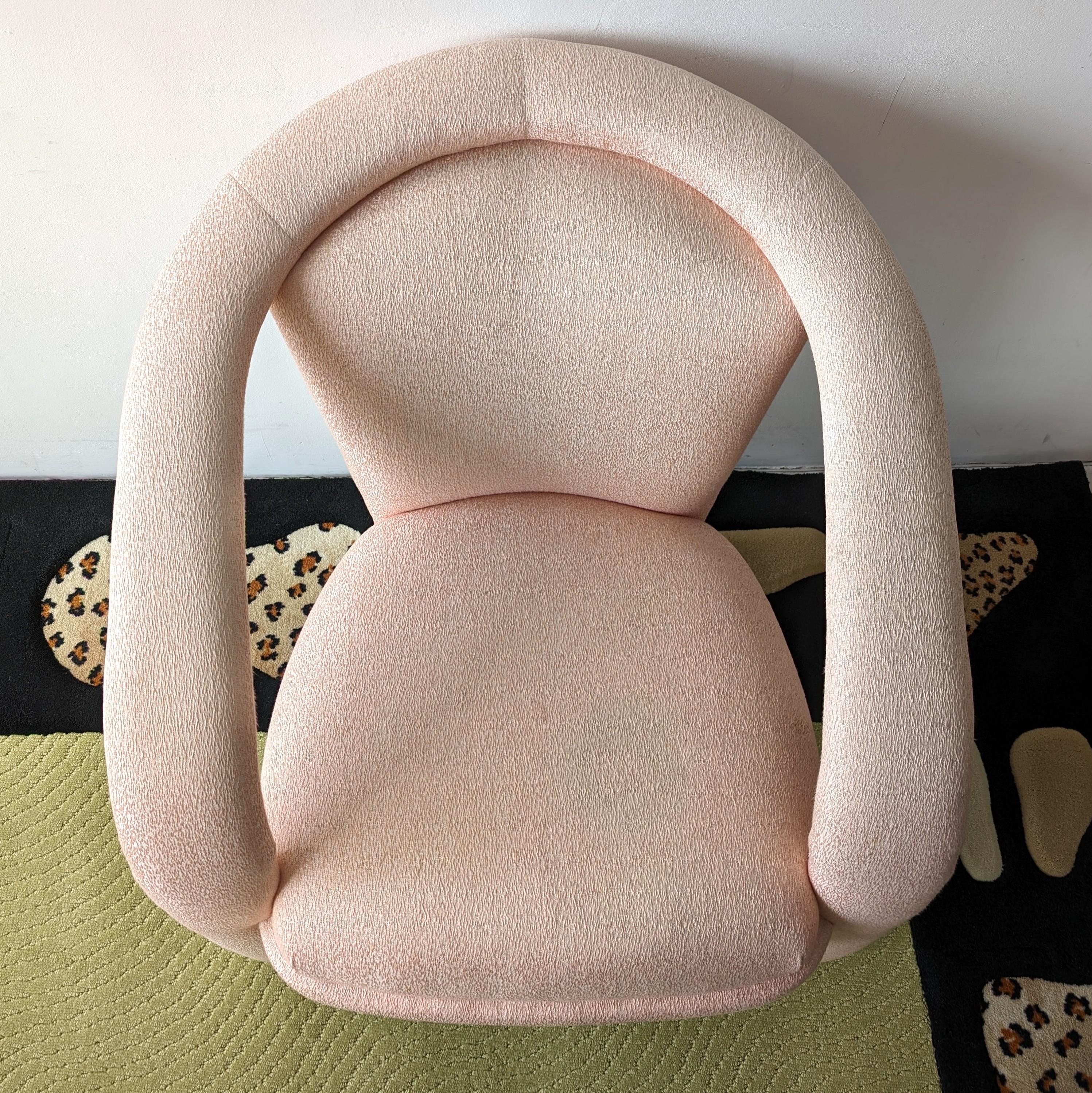 Sculptural postmodern pink lounge chair, Marge Carson for Carson Furniture 1980s For Sale 1