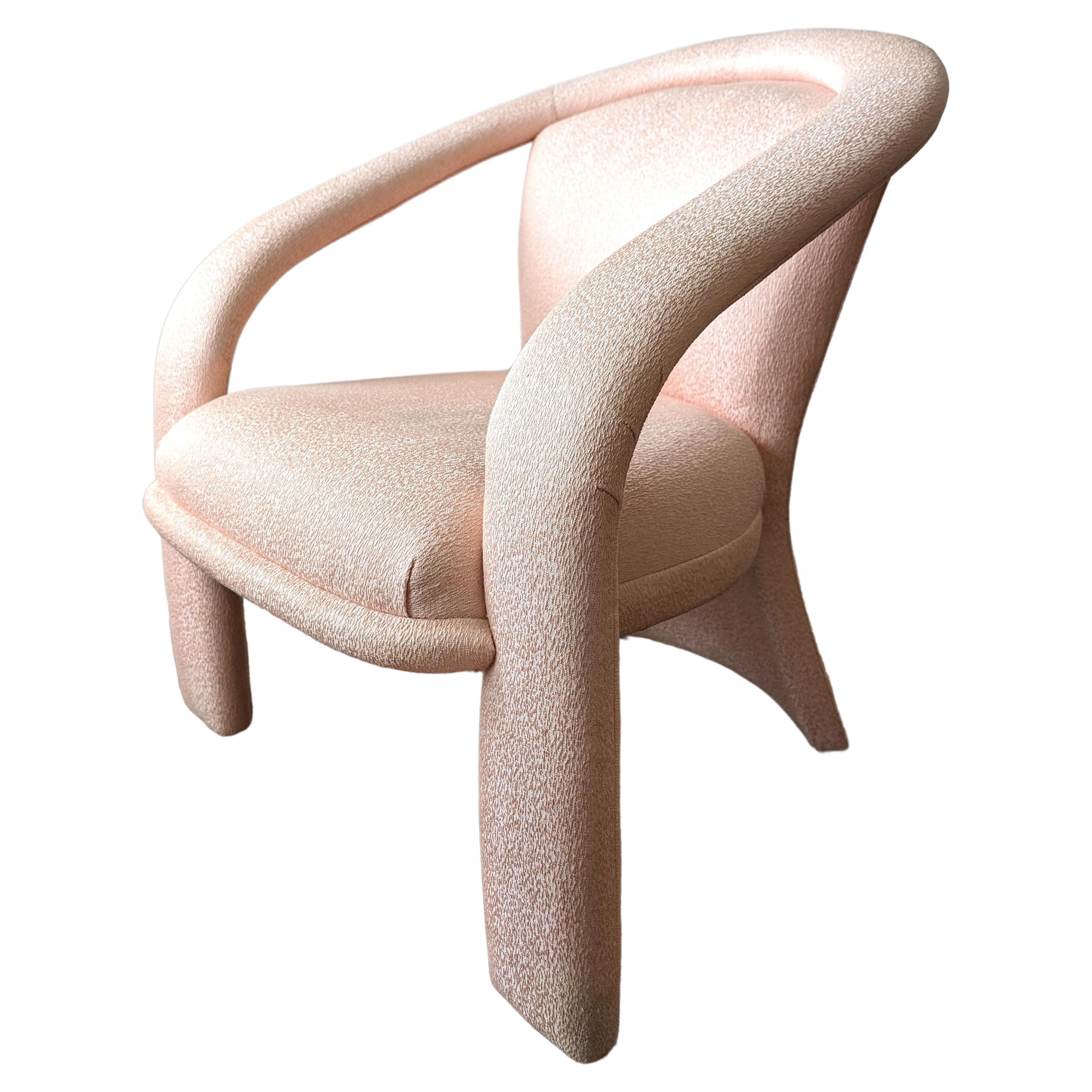 Sculptural postmodern pink lounge chair, Marge Carson for Carson Furniture 1980s