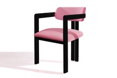 Memphis Sculptural in Pink Velvet & Black Legs Dining Chair Vértigo