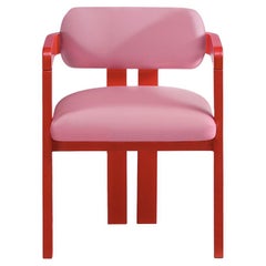 Sculptural Postmodern Pink Velvet Red Legs Dining Chair Vértigo