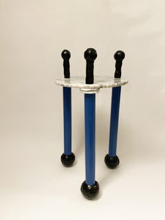 Sculptural Postmodern Side Table by Jonathan Christian, Wood & Marble, France