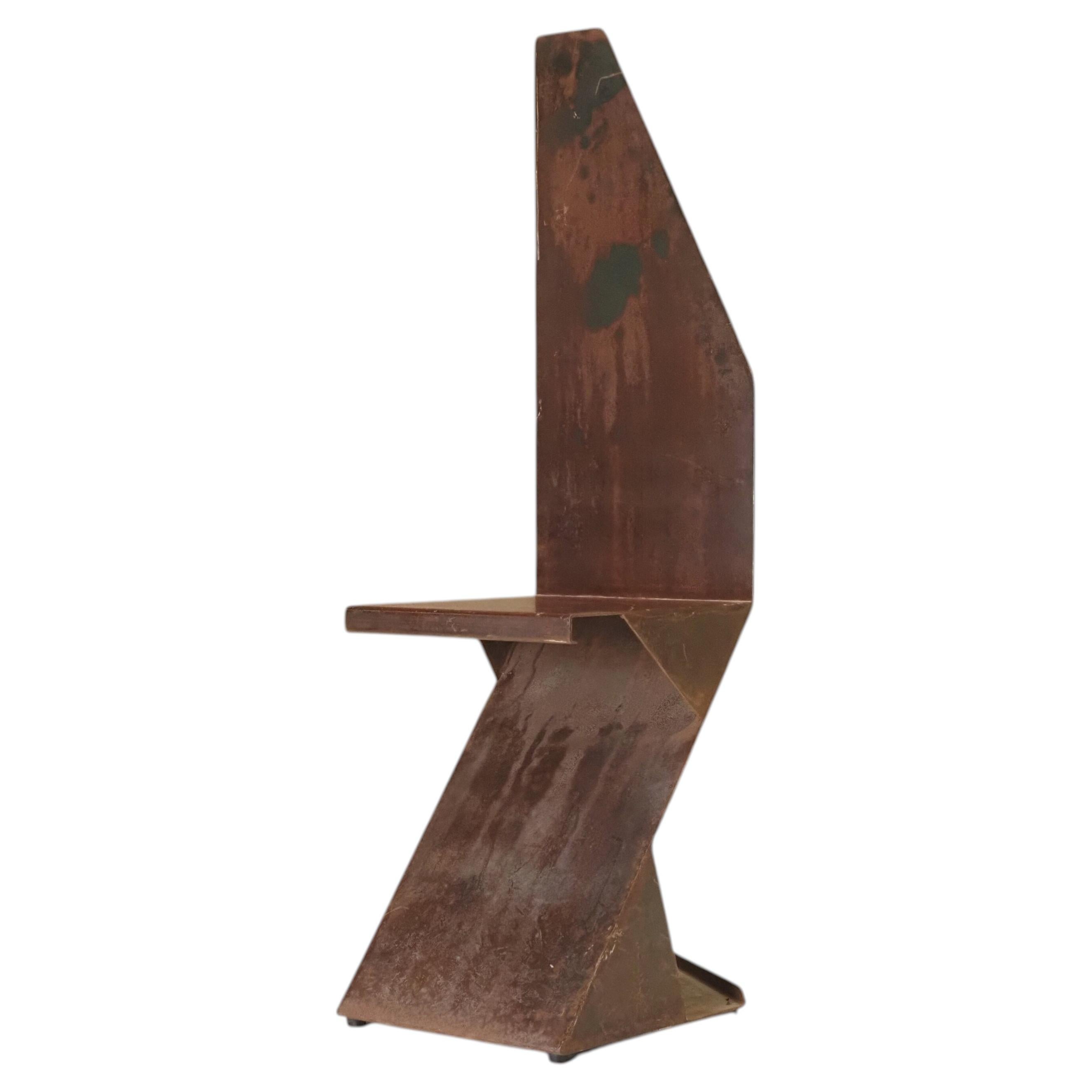 Silla escultural postmodernista de acero Alemania Años 80