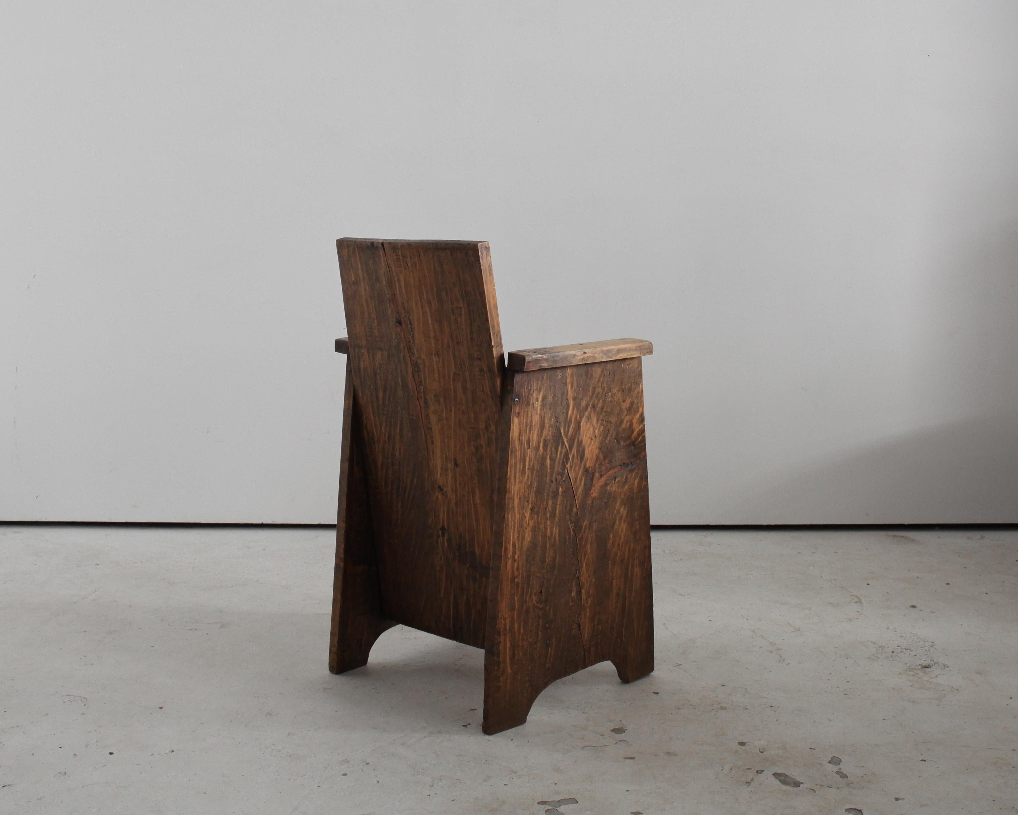 Sculptural Primitive French Folk Art Elm Chair For Sale 1
