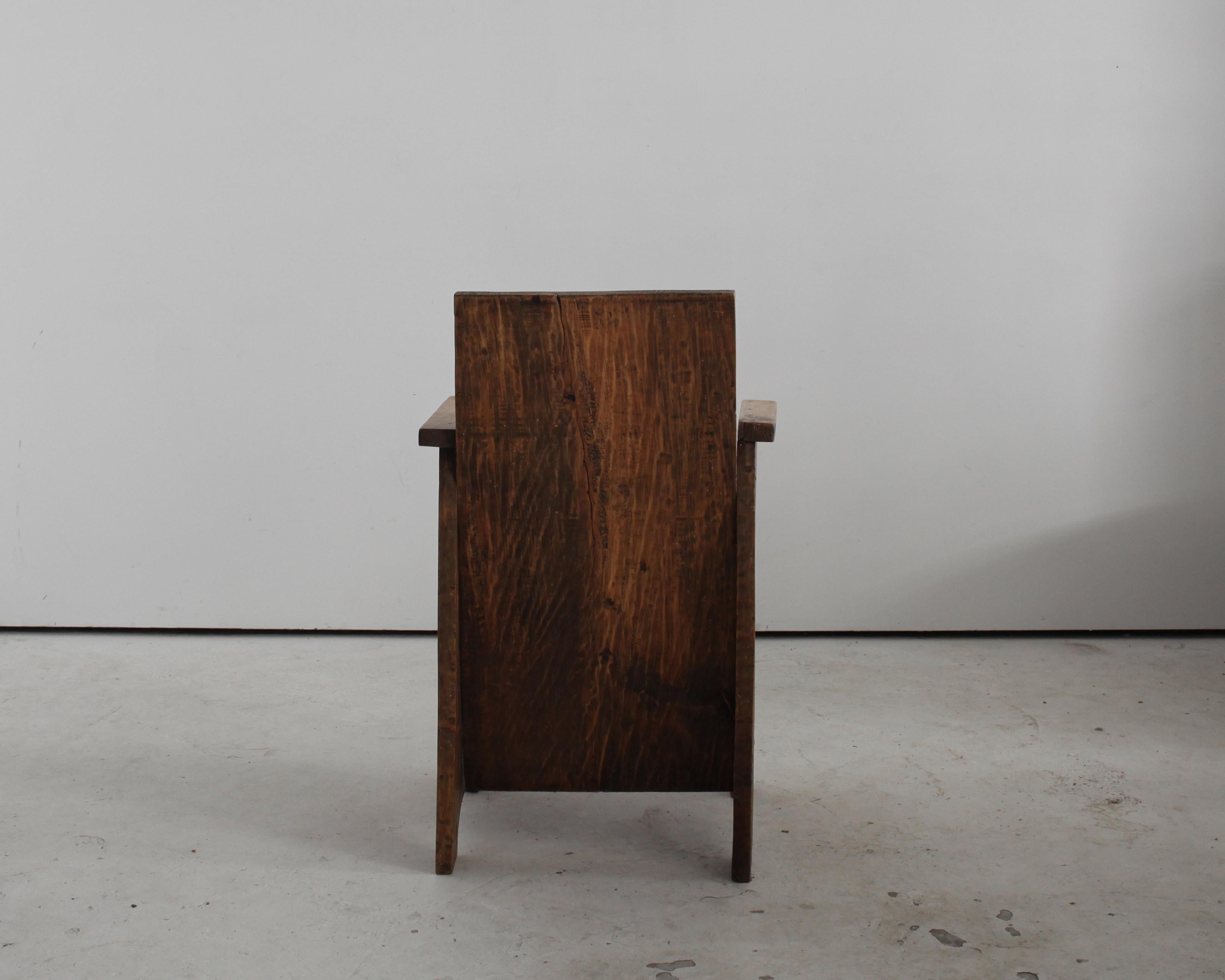 Sculptural Primitive French Folk Art Elm Chair For Sale 2