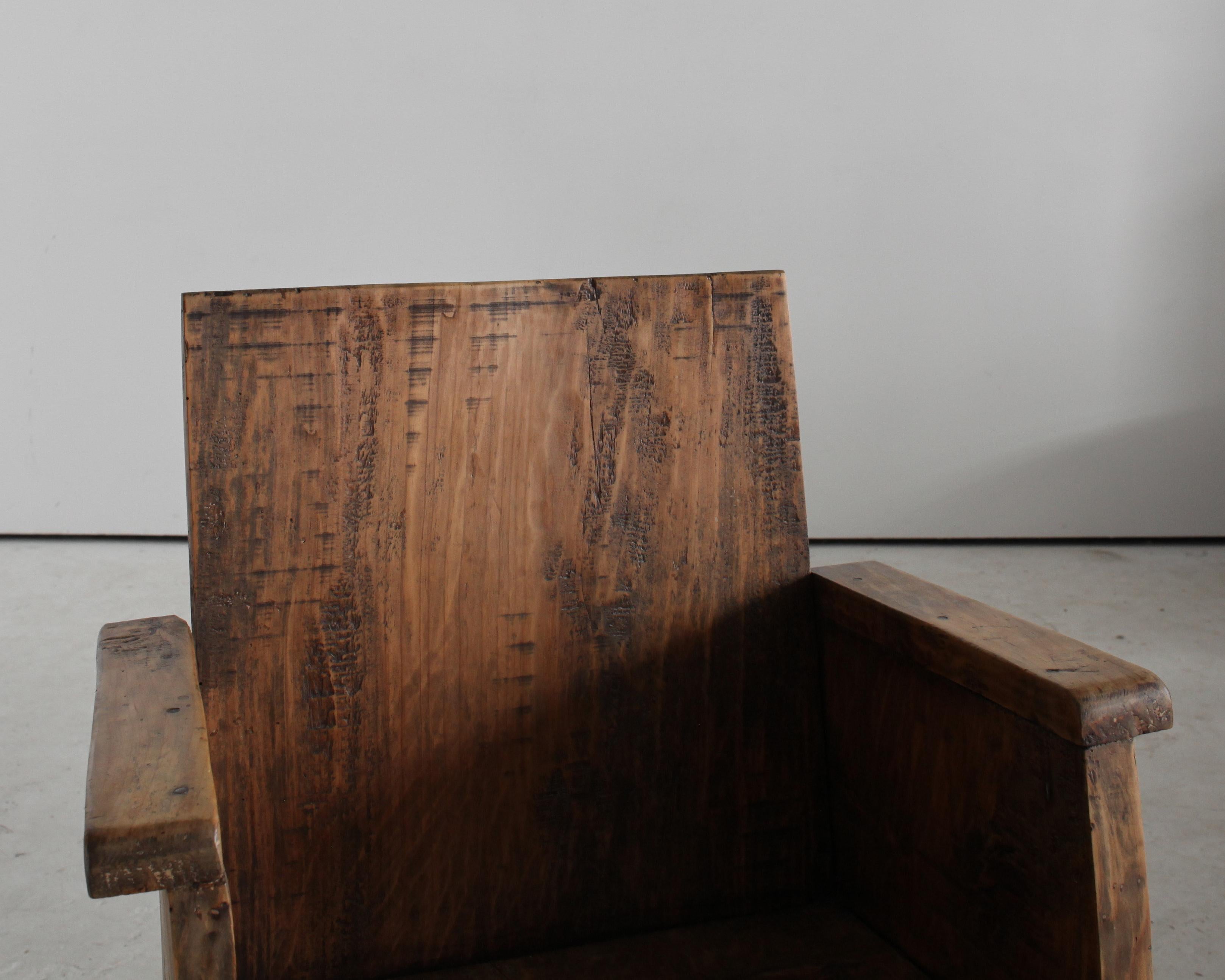 Sculptural Primitive French Folk Art Elm Chair For Sale 3
