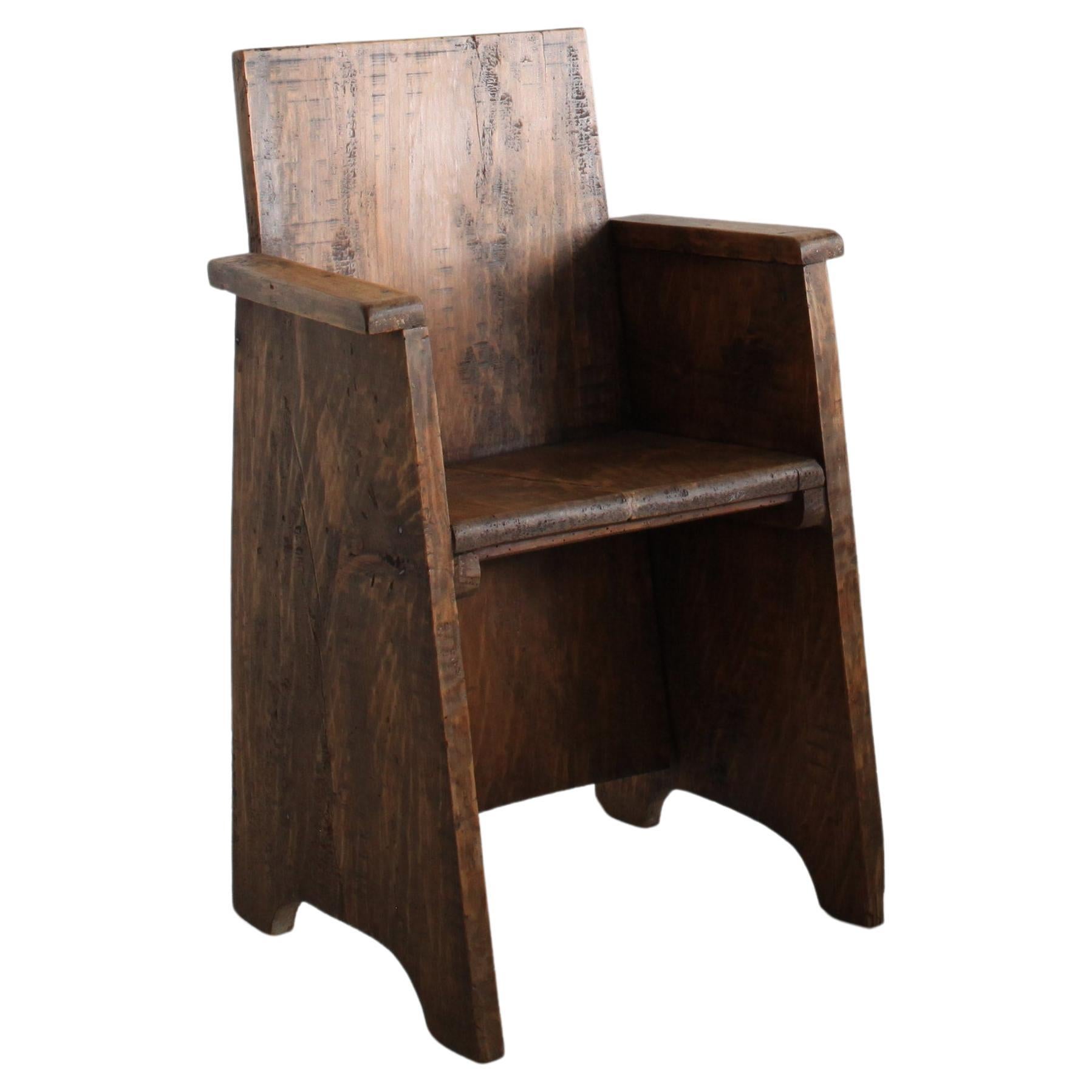 Sculptural Primitive French Folk Art Elm Chair For Sale