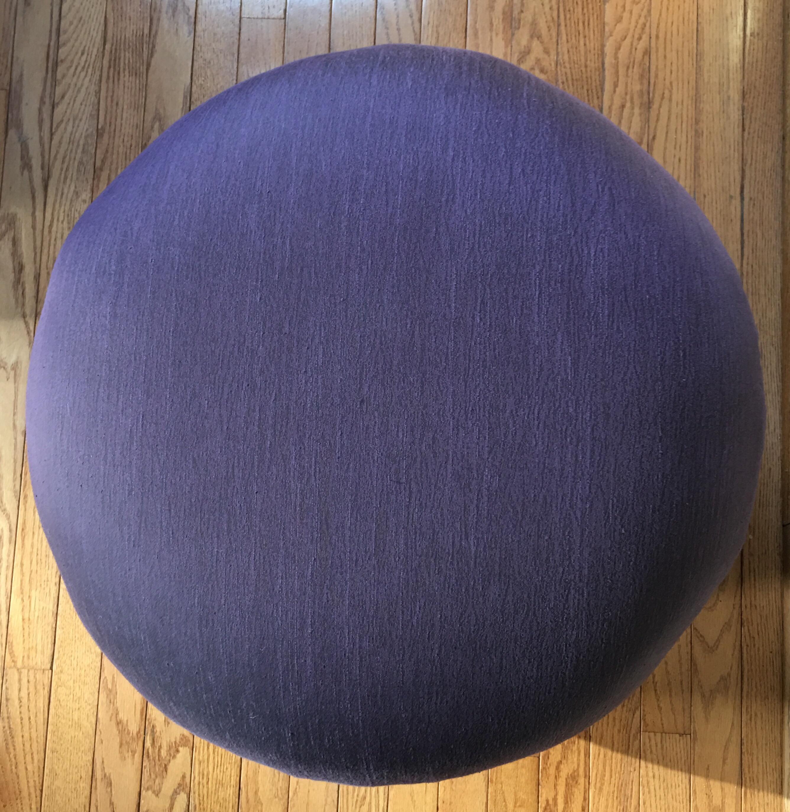 Sculptural Purple Ruched Lounge Chair and Souffle Pouf Ottoman Set, 1980s 2
