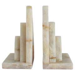 Serre-livres pyramidaux sculpturaux en marbre et onyx