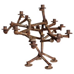 Sculptural Railroad Spike Candleholder, circa 1965