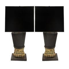 Sculptural Rarity: Pair of 19th Century Italian Lion Paw Table Lamps