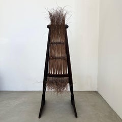 Sculptural Rattan and Wooden Chair, 1960s, Italy