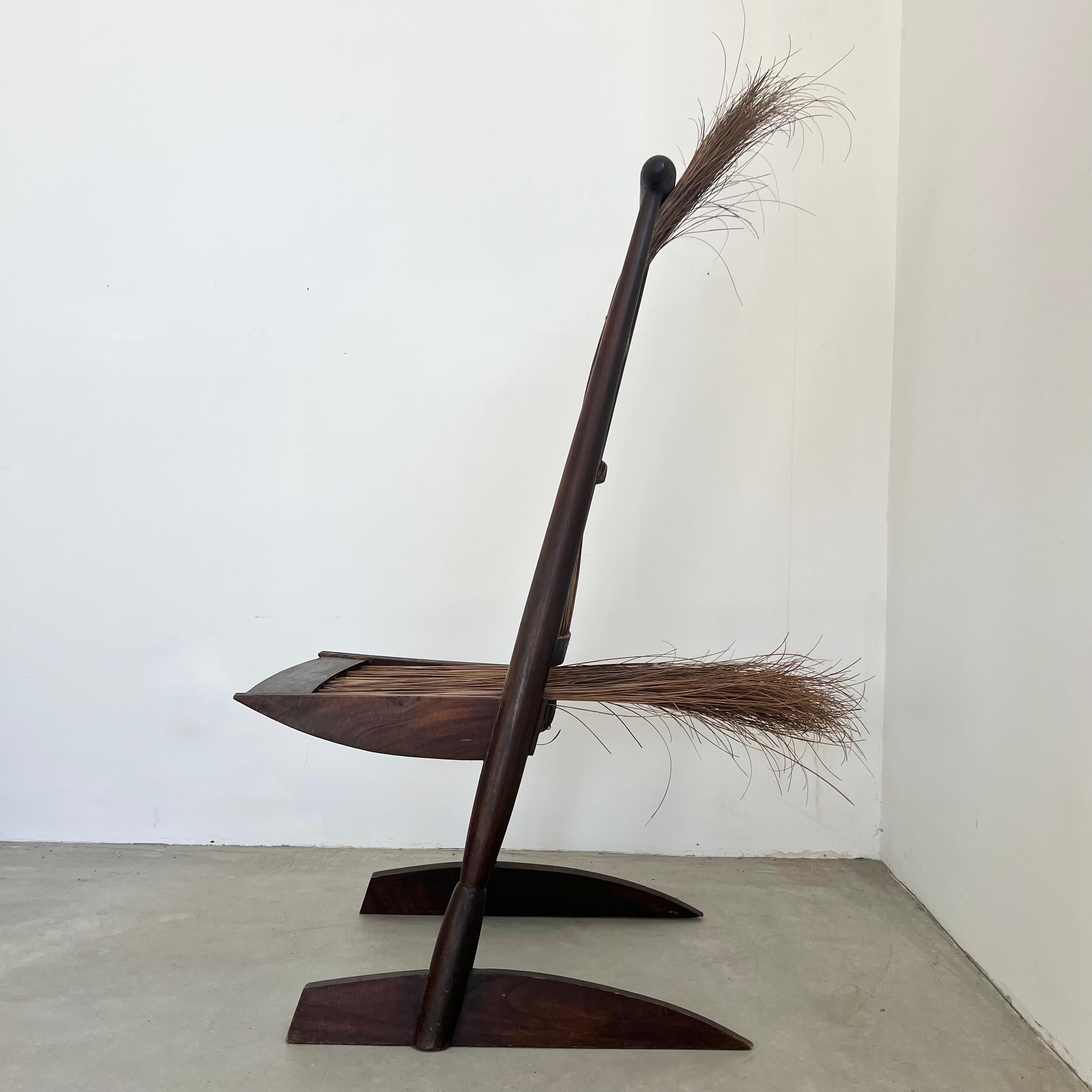 Mid-Century moderno Sedia scultorea in rattan e legno, anni '60, Italia in vendita