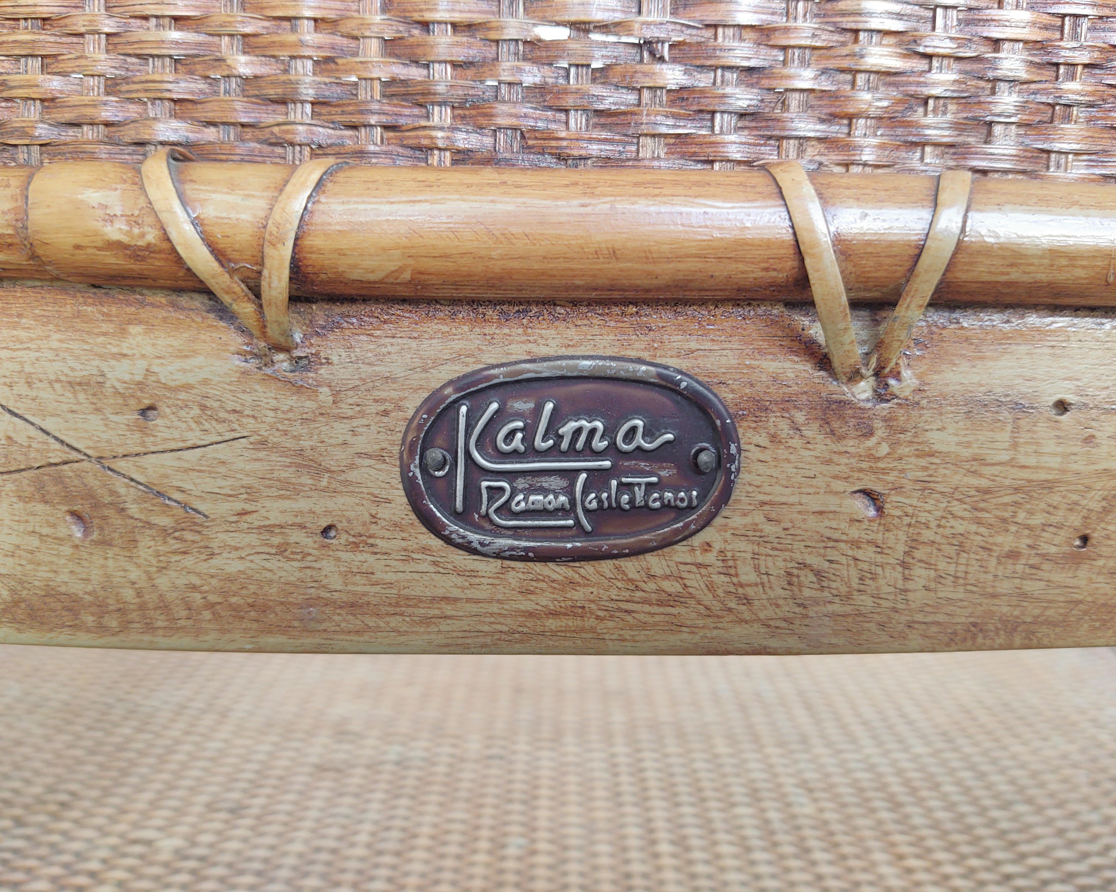 Late 20th Century Sculptural Rattan Arm Chair Designed by Ramon Castellano for Kalma Furniture For Sale