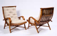 Sculptural Rattan Chairs with Cushion, a Pair