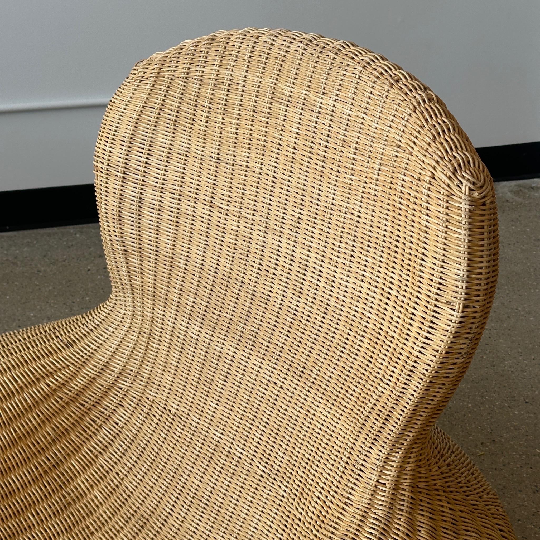 c. 1990s. Chaise en rotin avec structure en bambou. 

