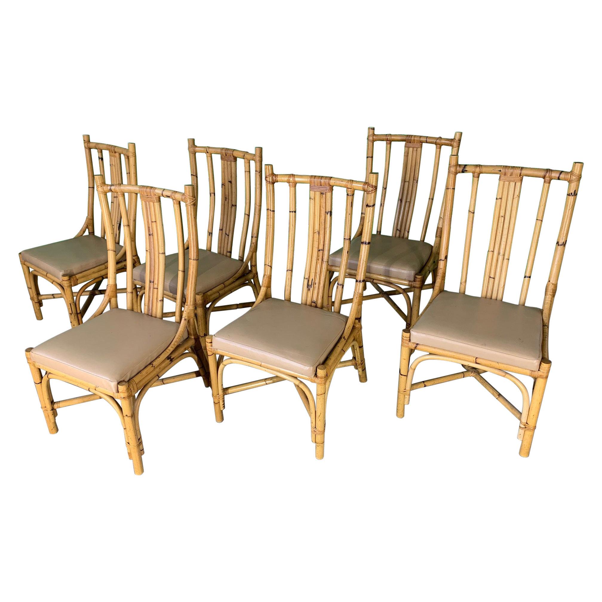 Sculptural Rattan Dining Chairs, Set of 6