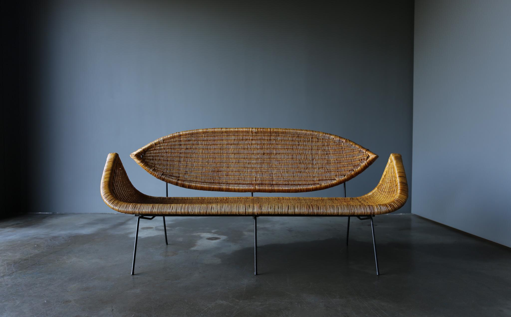 Sculptural Rattan & Iron Sofa, c.1965 5