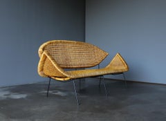 Sculptural Rattan & Iron Sofa, c.1965