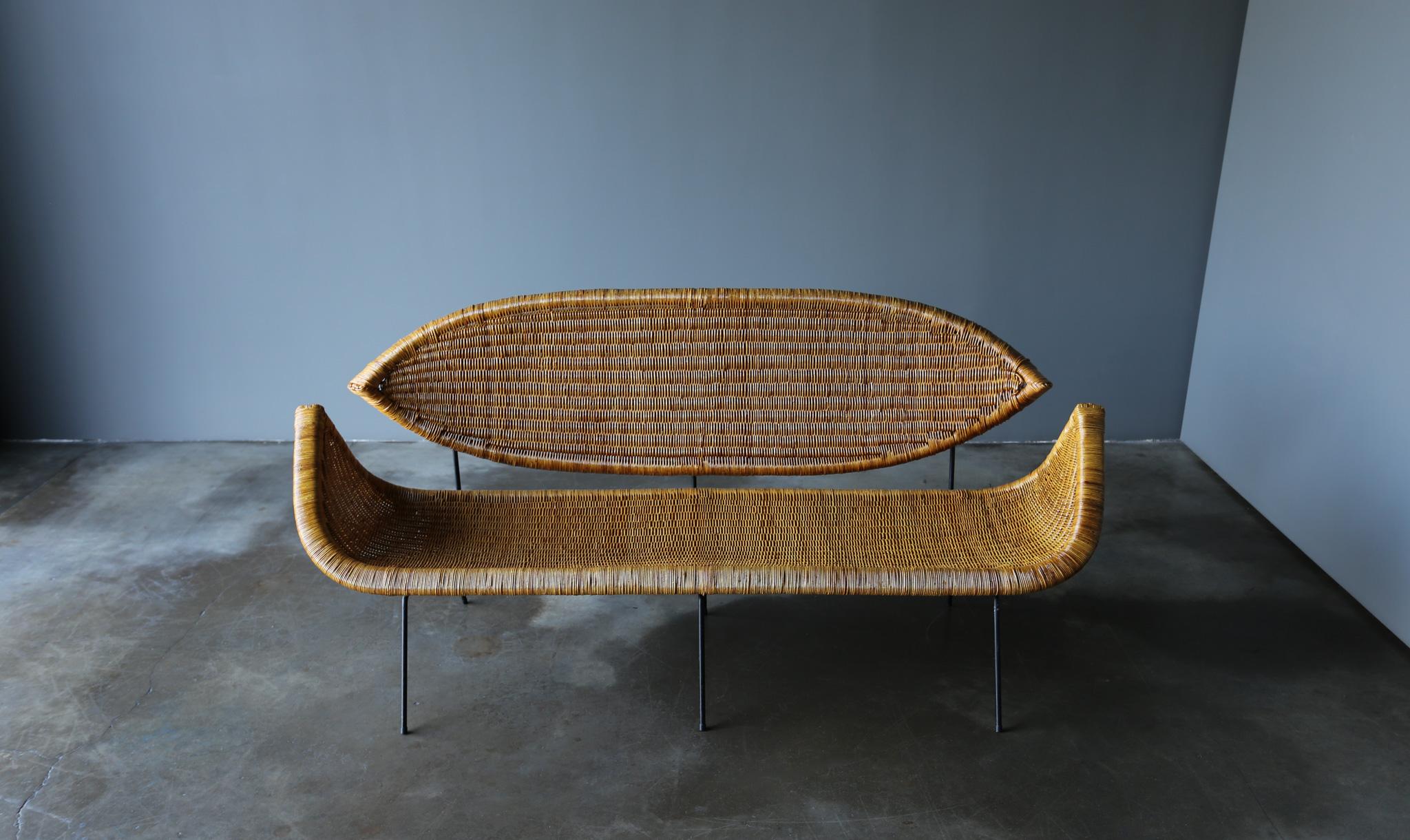 Sculptural Rattan & Iron Sofa, c.1965 2