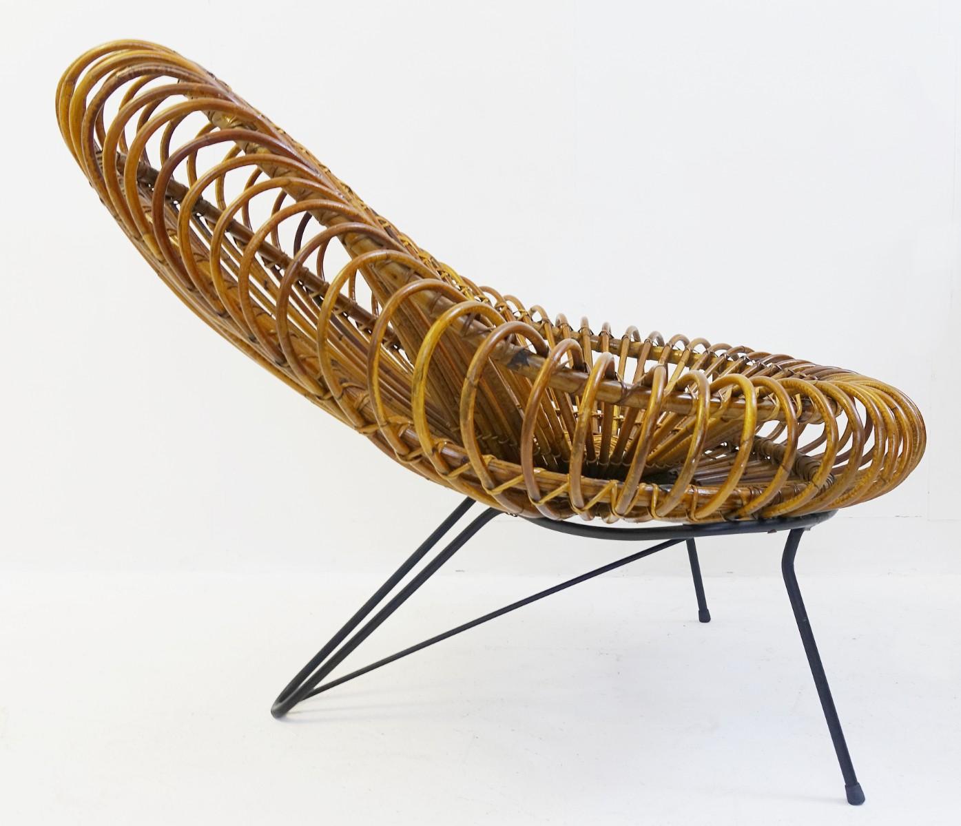 Rattan Pair of chair by Janine Abraham & Dirk Jan Rol for Edition Rougier, 1950s