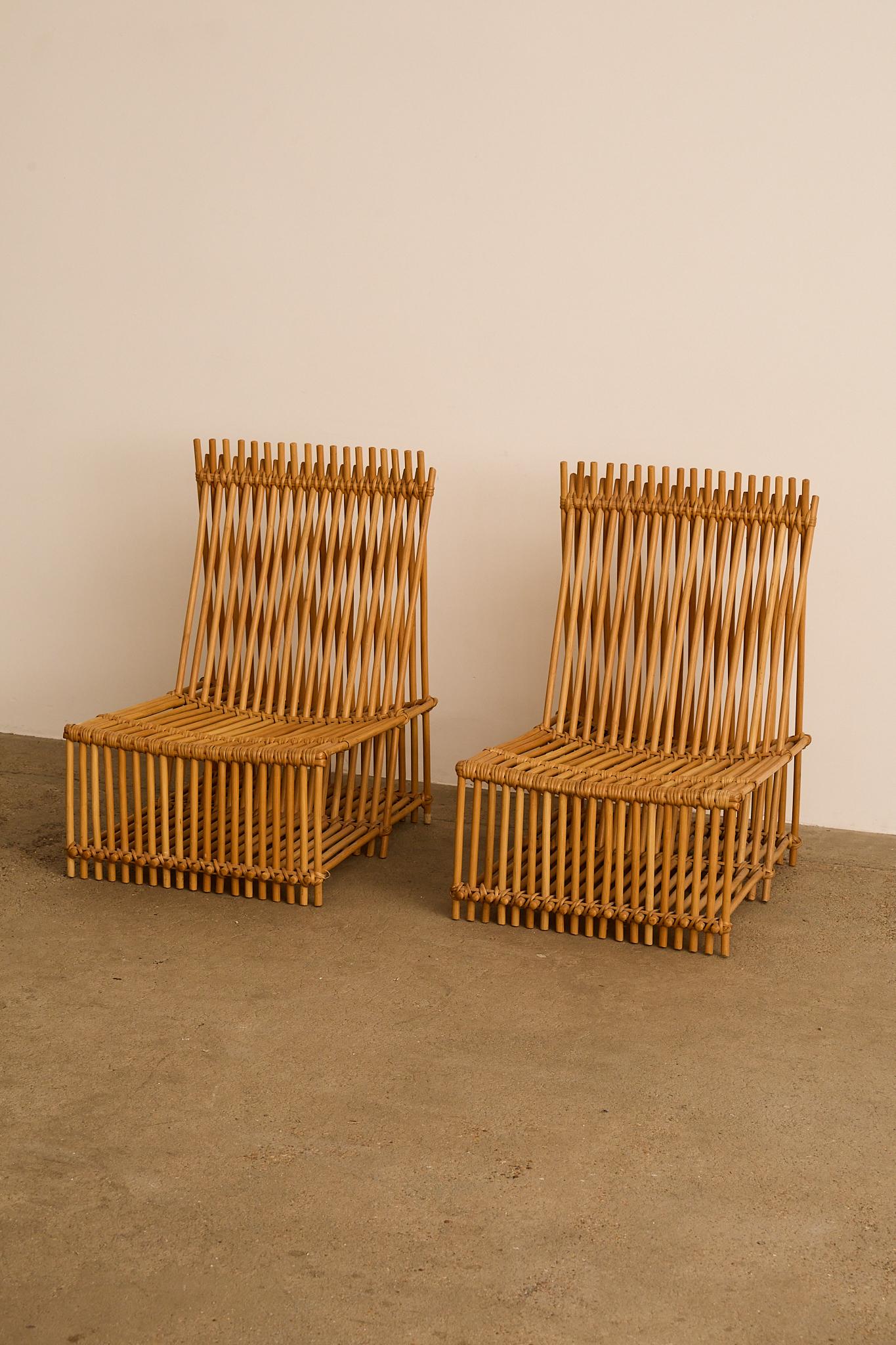 Organico moderno Sedie da salotto scultoree in rattan in vendita